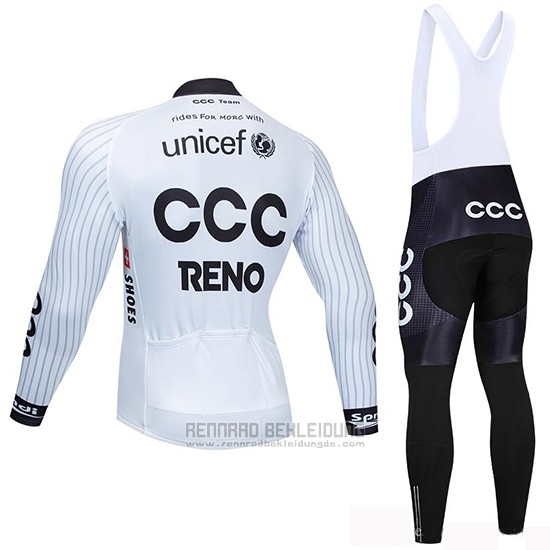 2019 Fahrradbekleidung CCC Wei Trikot Langarm und Tragerhose